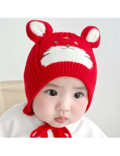 Gorro de punto IMLECK para bebés 3-18 meses algodón rojo 2