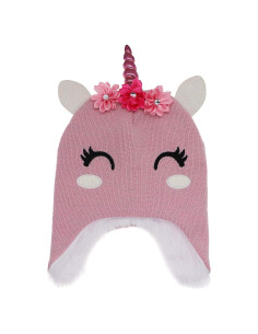 Gorro de Invierno para Niñas Unicornio Brillante Rosa 2-8 Años