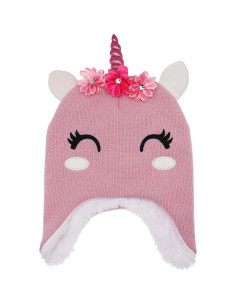 Gorro de Invierno para Niñas Unicornio Brillante Rosa 2-8 Años 2