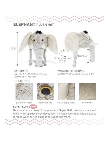 Sombrero de Peluche Elefante Gris DolliBu - Talla Única