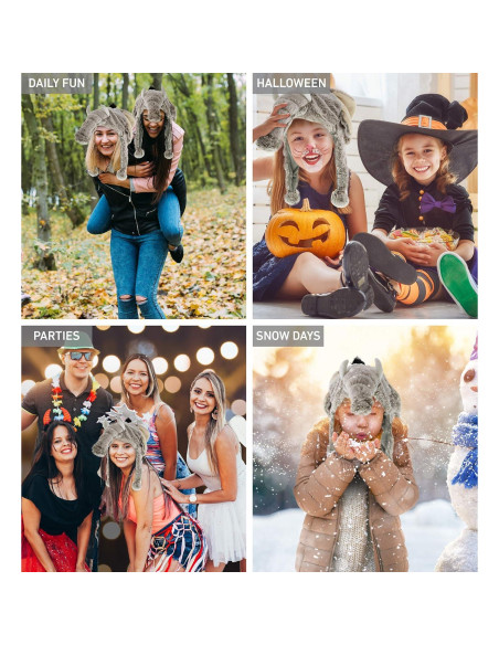 Sombrero de Peluche Elefante Gris DolliBu - Talla Única