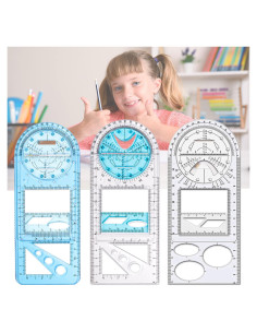 Regla Geométrica Multifuncional PARTSPOWER 3 Paquetes 20cm