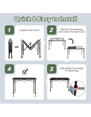 Mesa de Camping Plegable Join Nature 2-6 Personas 76-92 cm