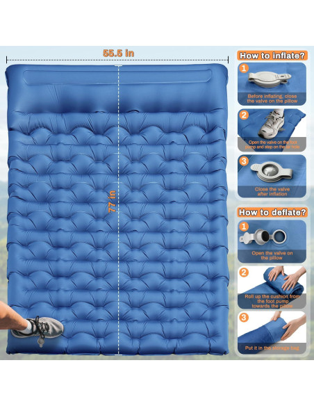 Colchón Inflable Doble Oramoose 15 cm con Almohada y Bomba