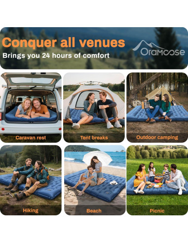 Colchón Inflable Doble Oramoose 15 cm con Almohada y Bomba