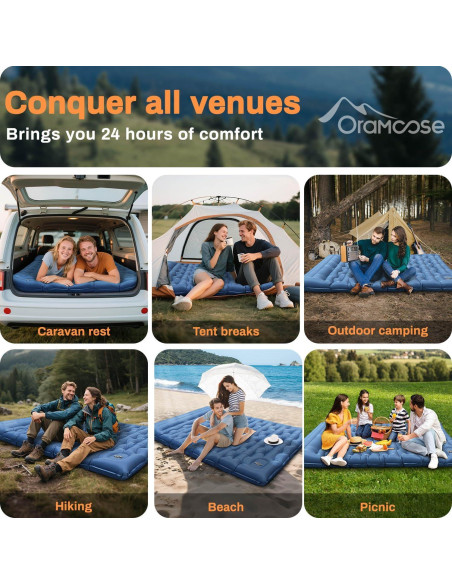 Colchón Inflable Doble Oramoose 15 cm con Almohada y Bomba