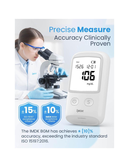 Kit de Monitor de Glucosa IMDK con 100 Tiras y 100 Lancetas