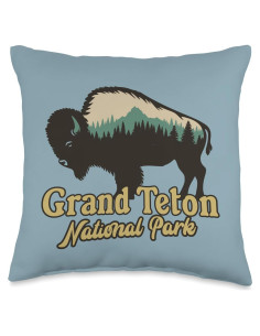 Cojín de lanzamiento 16x16 Parque Nacional Grand Teton