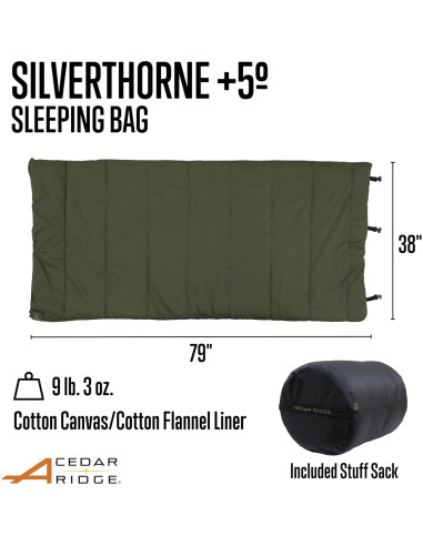Saco de dormir Cedar Ridge Silverthorne +5C 1 Persona Verde