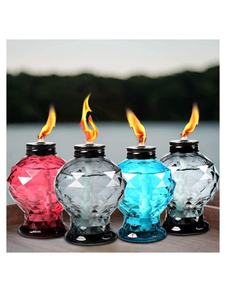 Tewei 4 Antorchas de Vidrio para Exterior con Mecha de Citronela