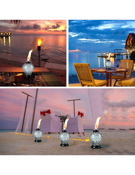 Tewei 4 Antorchas de Vidrio para Exterior con Mecha de Citronela