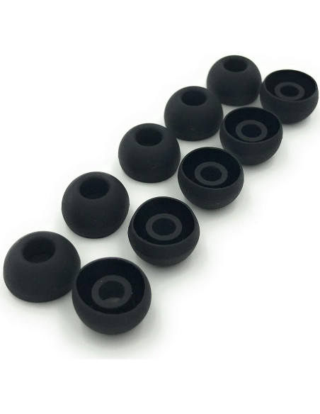 10 Pares Tapones de Silicona Grandes Negras para Auriculares