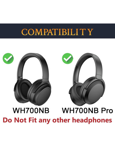 Almohadillas de Reemplazo SOULWIT para Auriculares Edifier WH700NB - Negro