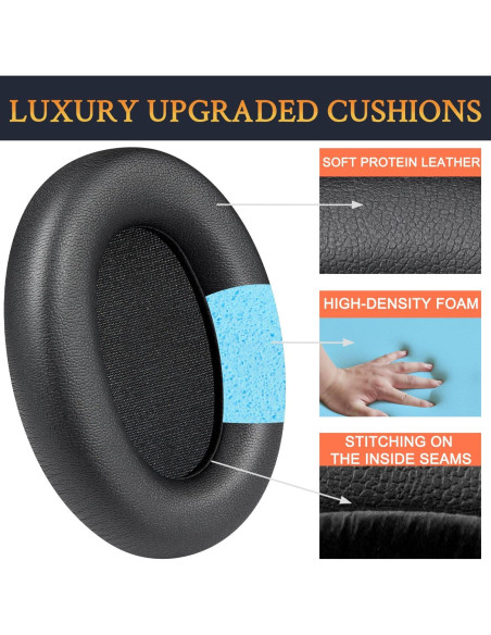 Almohadillas de Reemplazo SOULWIT para Auriculares Edifier WH700NB - Negro