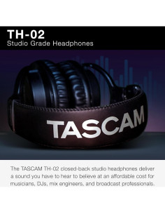 Auriculares de Estudio Tascam TH-02 con Cable, Plegables, 0.46 kg 2