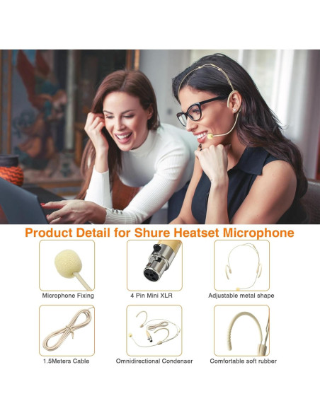 Auriculares con micrófono Akoree para cabeza, 2 paquetes, 1.5m