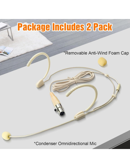 Auriculares con micrófono Akoree para cabeza, 2 paquetes, 1.5m