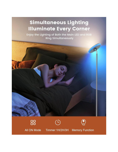 Lámpara de Pie LED ALEXPEX 42W RGB Control Remoto 3700LM