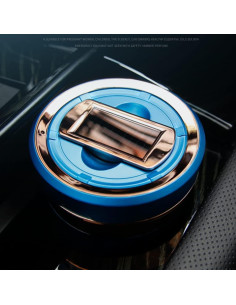 Cenicero de coche Zacxoxsr cerámica azul con encendedor solar 2