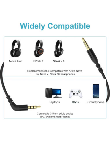 Cable de audio 3.5mm TRS a TRRRS SteelSeries Arctis Nova 1.5m