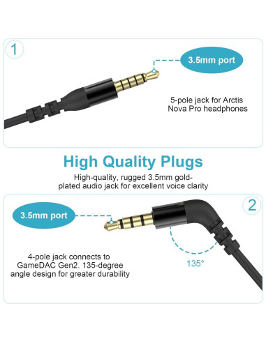 Cable de audio 3.5mm TRS a TRRRS SteelSeries Arctis Nova 1.5m