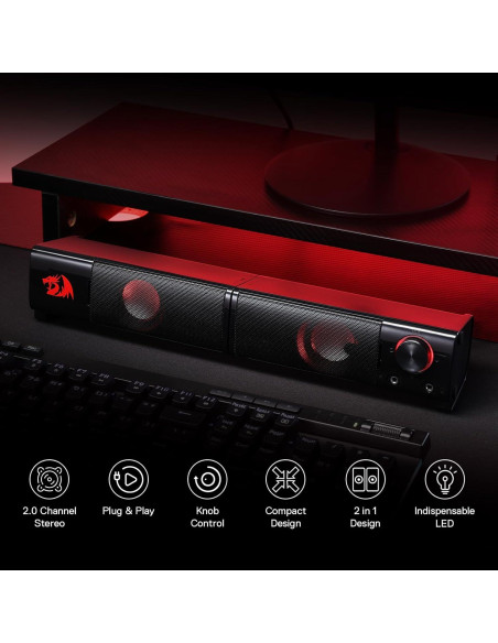 Altavoces Redragon GS550 2.0 Canales USB con LED Rojo
