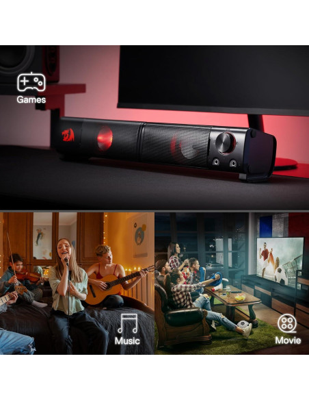 Altavoces Redragon GS550 2.0 Canales USB con LED Rojo