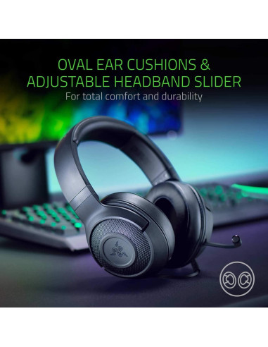 Auriculares Razer Kraken X - Sonido 7.1, Aluminio, Negro