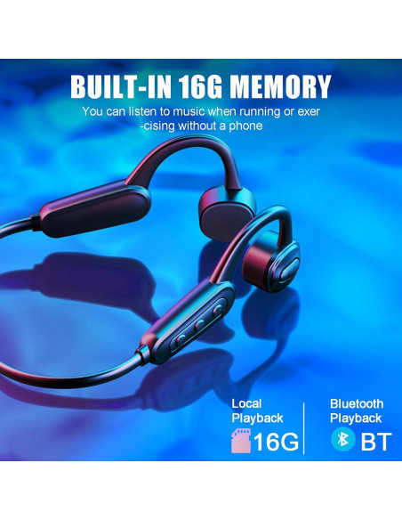 Auriculares de Conducción Ósea Quidnuran Impermeables 16GB Rojo