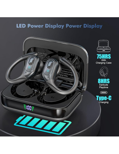 Auriculares Inalámbricos Bluetooth 5.4 Sajawass BX31 IPX7 75h