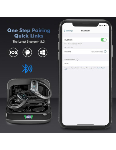 Auriculares Inalámbricos Bluetooth 5.4 Sajawass BX31 IPX7 75h