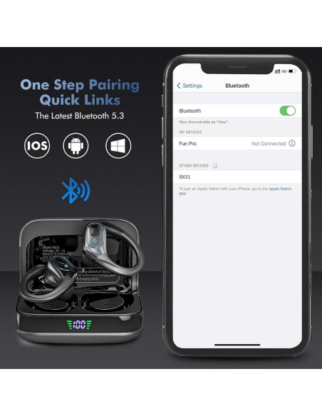 Auriculares Inalámbricos Bluetooth 5.4 Sajawass BX31 IPX7 75h