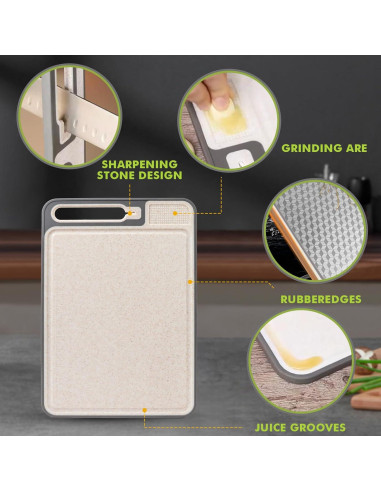 Conjunto de Tablas de Cortar 2 en 1 XIAPIA - Acero Inoxidable y Plástico