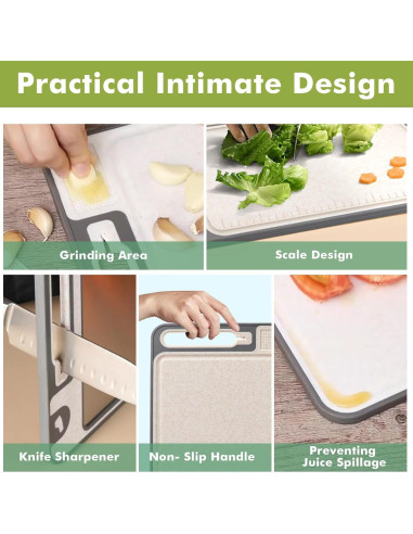 Conjunto de Tablas de Cortar 2 en 1 XIAPIA - Acero Inoxidable y Plástico