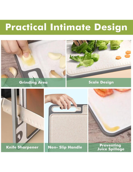 Conjunto de Tablas de Cortar 2 en 1 XIAPIA - Acero Inoxidable y Plástico