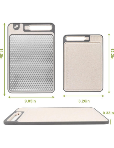 Conjunto de Tablas de Cortar 2 en 1 XIAPIA - Acero Inoxidable y Plástico