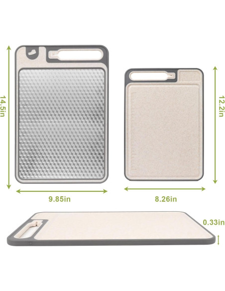 Conjunto de Tablas de Cortar 2 en 1 XIAPIA - Acero Inoxidable y Plástico