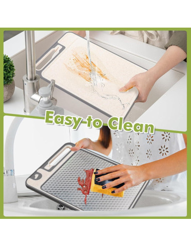 Conjunto de Tablas de Cortar 2 en 1 XIAPIA - Acero Inoxidable y Plástico