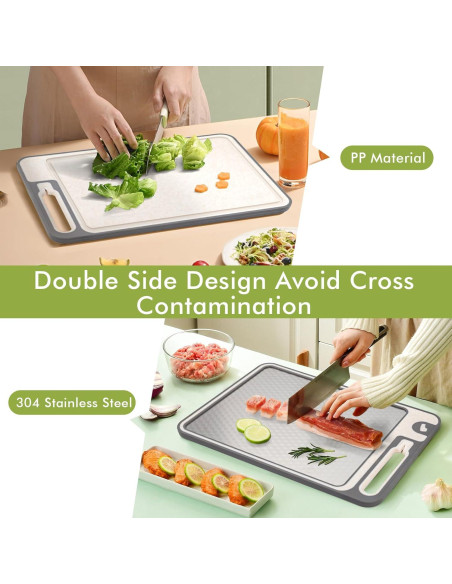 Conjunto de Tablas de Cortar 2 en 1 XIAPIA - Acero Inoxidable y Plástico