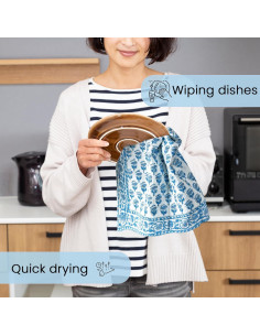 Juego de Toallas de Cocina CPC de 3 Piezas 40.6x71.1cm Algodón Azul 2