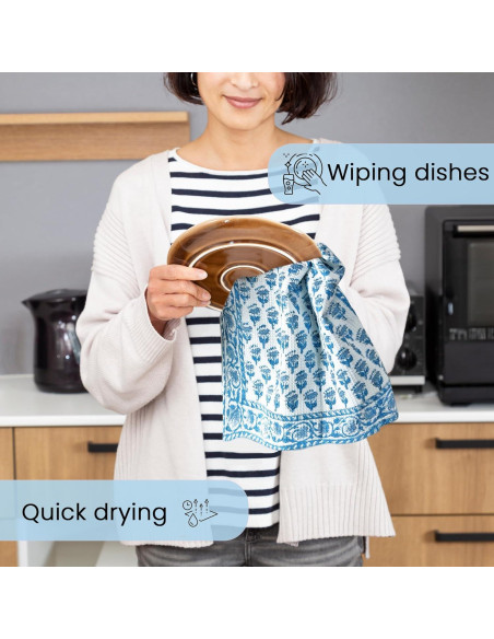 Juego de Toallas de Cocina CPC de 3 Piezas 40.6x71.1cm Algodón Azul