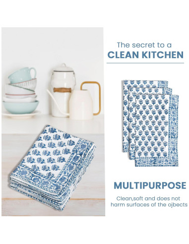 Juego de Toallas de Cocina CPC de 3 Piezas 40.6x71.1cm Algodón Azul