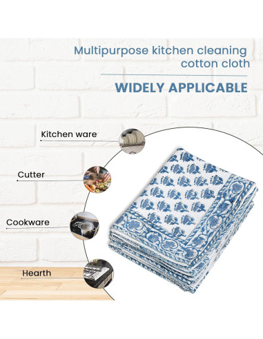 Juego de Toallas de Cocina CPC de 3 Piezas 40.6x71.1cm Algodón Azul