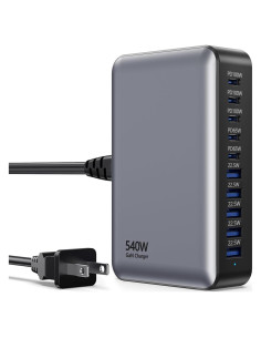 Cargador Rápido USB-C 540W GaN 10 Puertos para Laptop