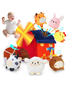 Juguete de Granja Suave Montessori con 6 Animales de Peluche