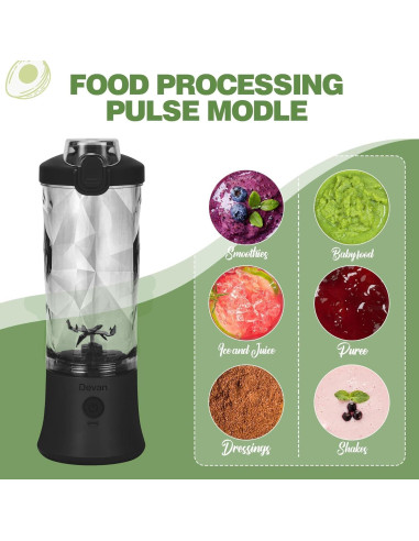 Licuadora portátil Devan 20 oz impermeable libre de BPA