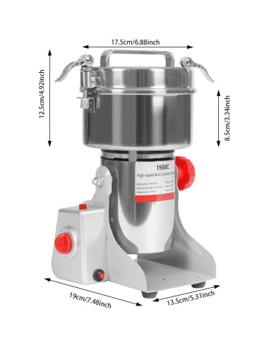 Molino de Grano Eléctrico TFCFL 1500g 4100W Acero Inoxidable