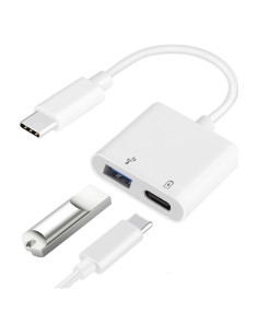 Adaptador USB C OTG 2 en 1 Aimuli 60W Carga y Datos Blanco