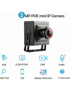 Cámara IP Fisheye 5MP REVODATA I706-3-P-A, Audio y POE 2