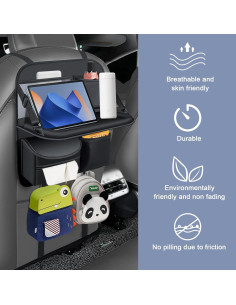 Organizador de Asiento Trasero Artgeeker - 2 Piezas, Cuero Negro 2